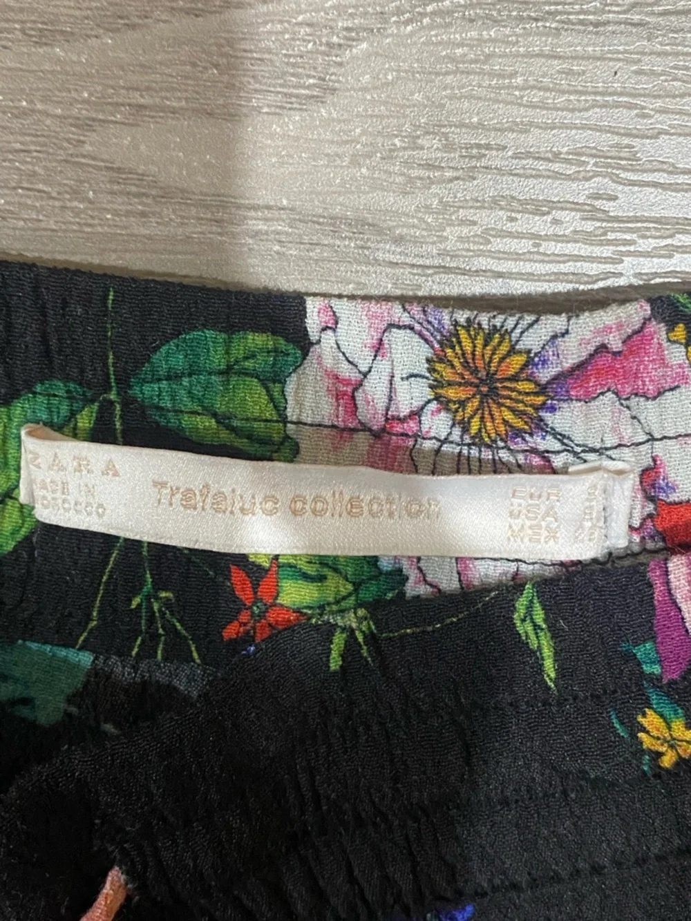 Zara Floral Black Lounge Pants with Red Side Stripe - Picture 3 of 3